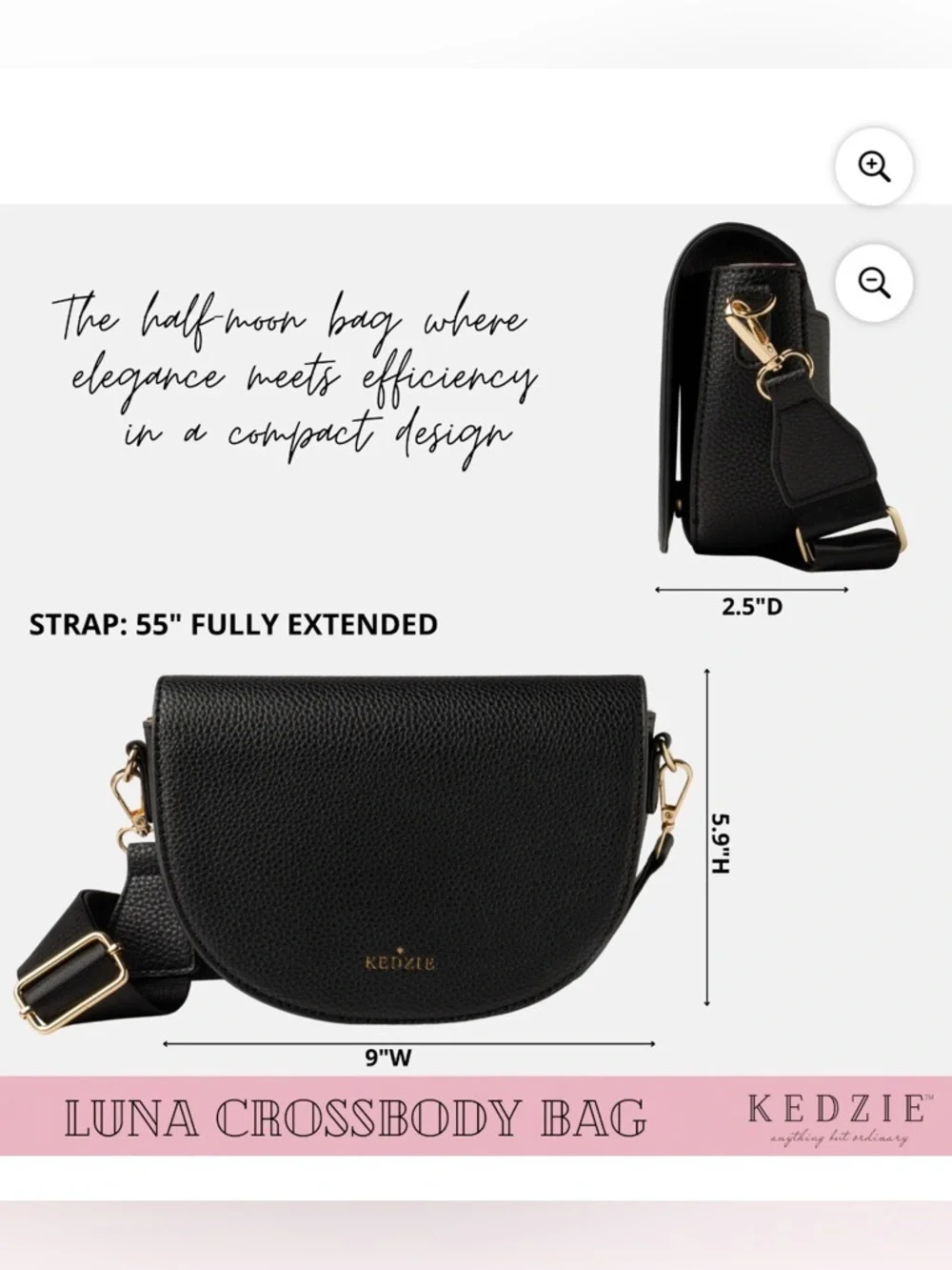 Kedzie Black Luna Crossbody Bag - Picture 2 of 4